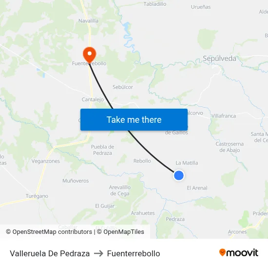 Valleruela De Pedraza to Fuenterrebollo map
