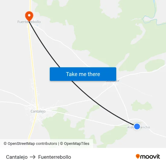 Cantalejo to Fuenterrebollo map