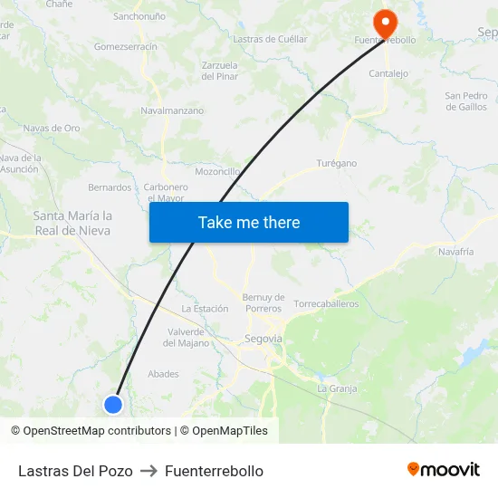 Lastras Del Pozo to Fuenterrebollo map