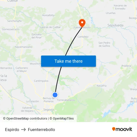 Espirdo to Fuenterrebollo map