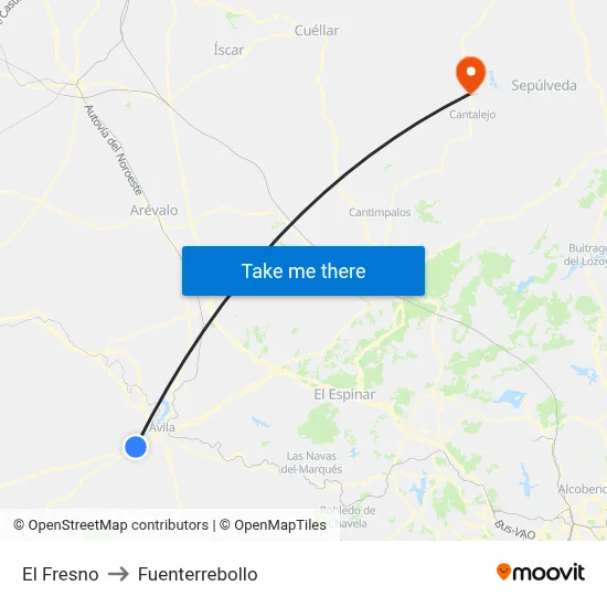 El Fresno to Fuenterrebollo map