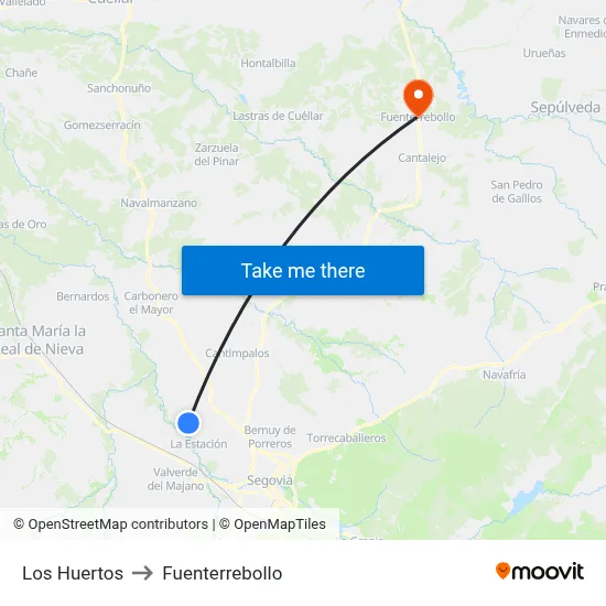 Los Huertos to Fuenterrebollo map