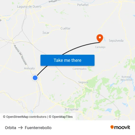 Orbita to Fuenterrebollo map