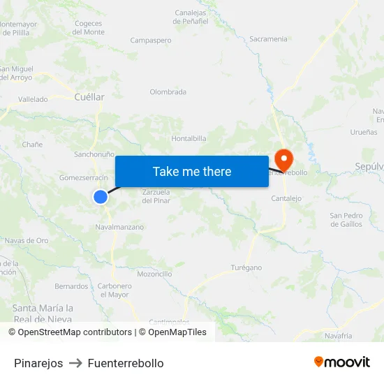 Pinarejos to Fuenterrebollo map