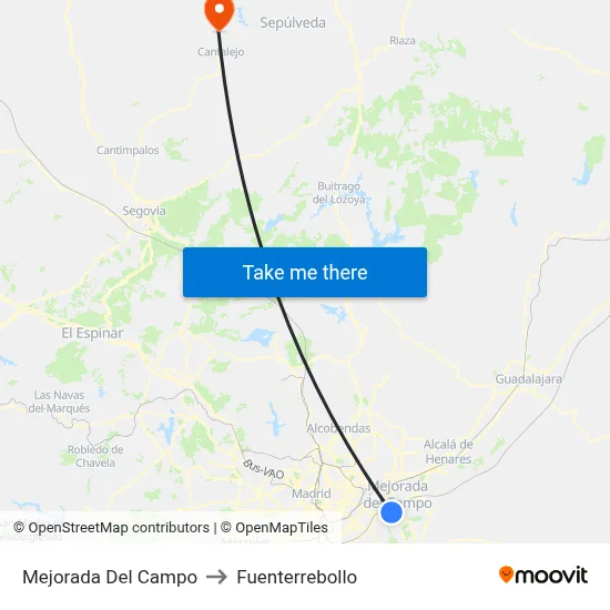 Mejorada Del Campo to Fuenterrebollo map