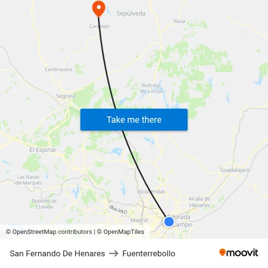 San Fernando De Henares to Fuenterrebollo map