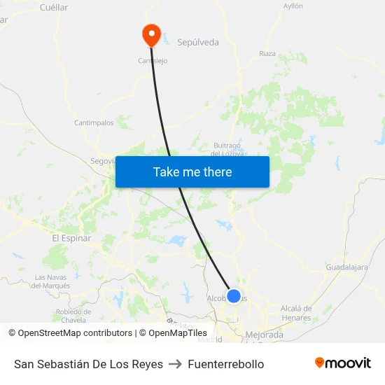 San Sebastián De Los Reyes to Fuenterrebollo map