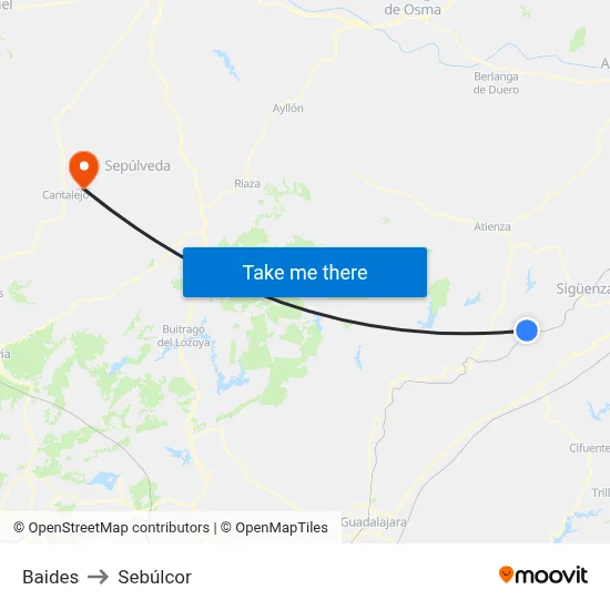 Baides to Sebúlcor map