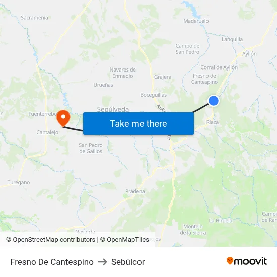 Fresno De Cantespino to Sebúlcor map
