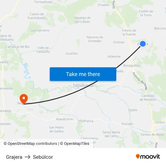 Grajera to Sebúlcor map