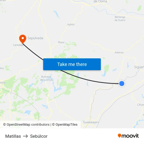 Matillas to Sebúlcor map