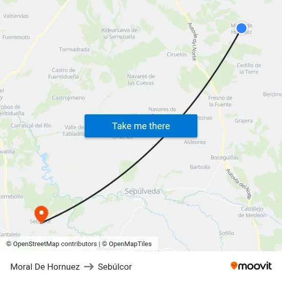 Moral De Hornuez to Sebúlcor map