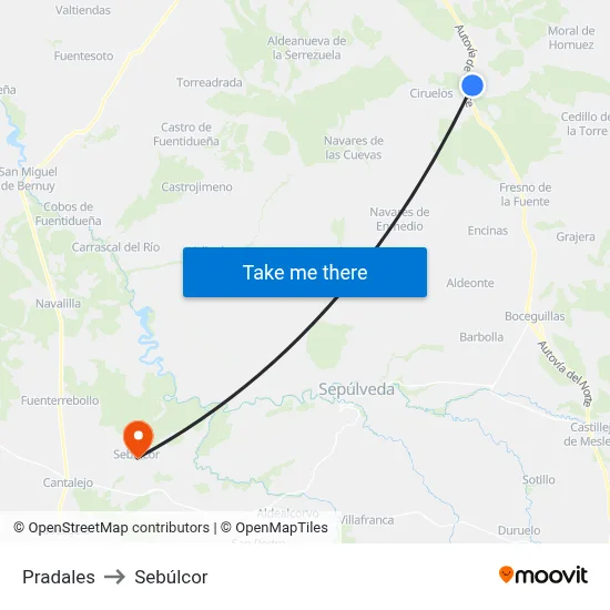 Pradales to Sebúlcor map