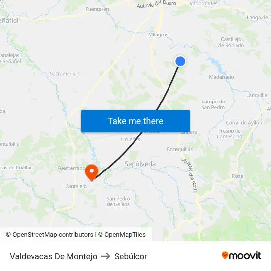 Valdevacas De Montejo to Sebúlcor map