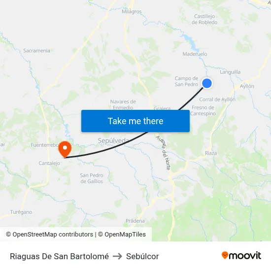 Riaguas De San Bartolomé to Sebúlcor map