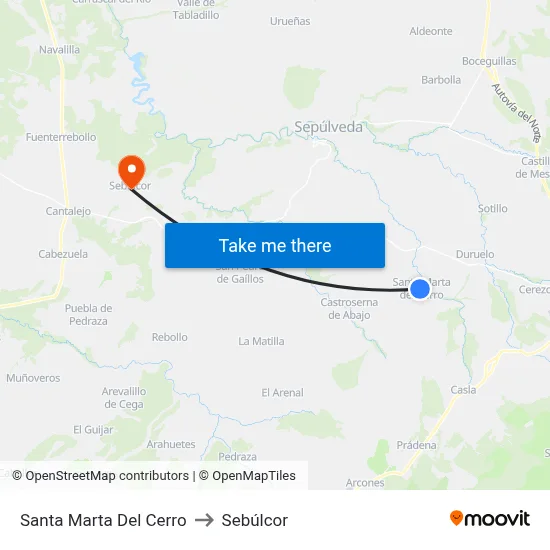 Santa Marta Del Cerro to Sebúlcor map