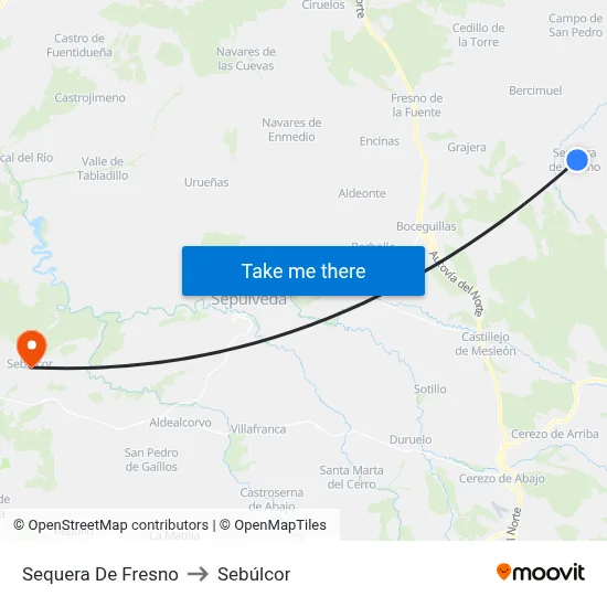 Sequera De Fresno to Sebúlcor map