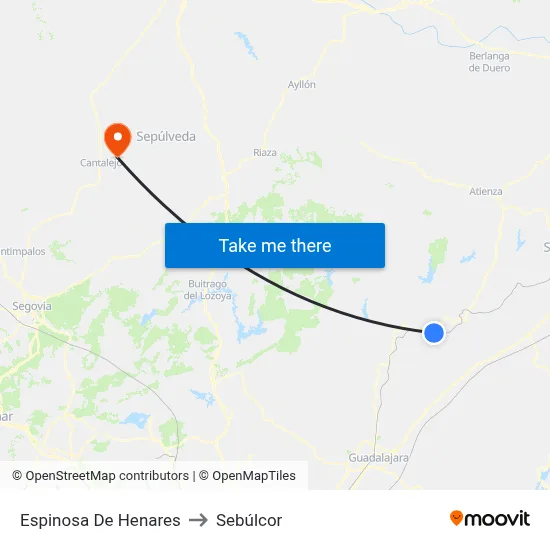 Espinosa De Henares to Sebúlcor map