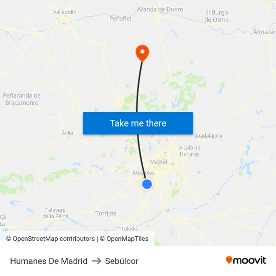 Humanes De Madrid to Sebúlcor map