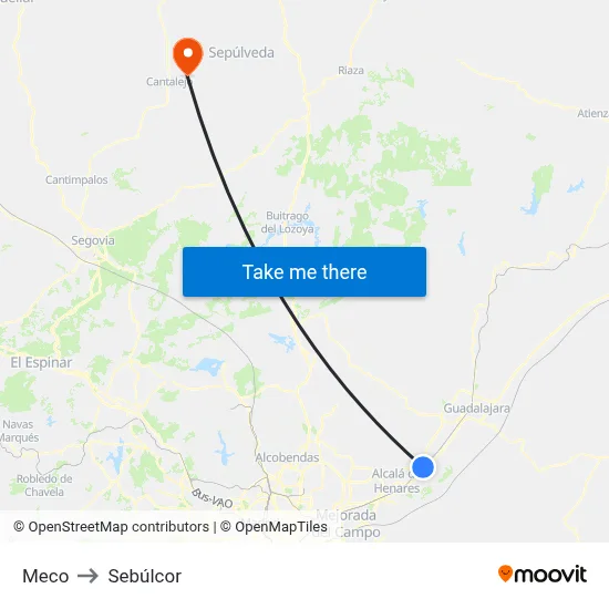 Meco to Sebúlcor map
