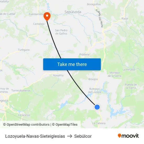 Lozoyuela-Navas-Sieteiglesias to Sebúlcor map