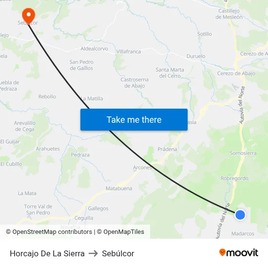 Horcajo De La Sierra to Sebúlcor map