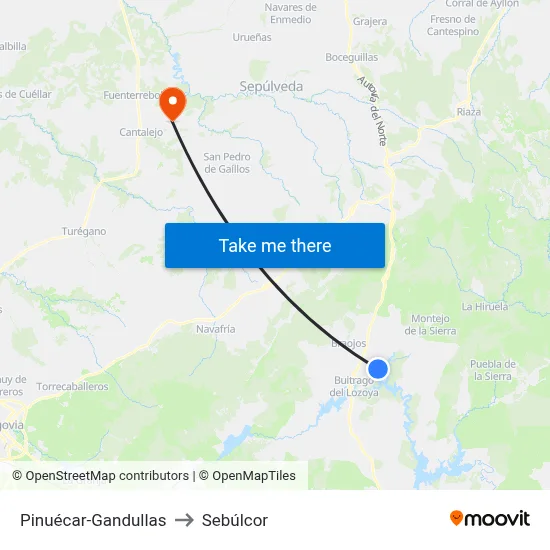 Pinuécar-Gandullas to Sebúlcor map