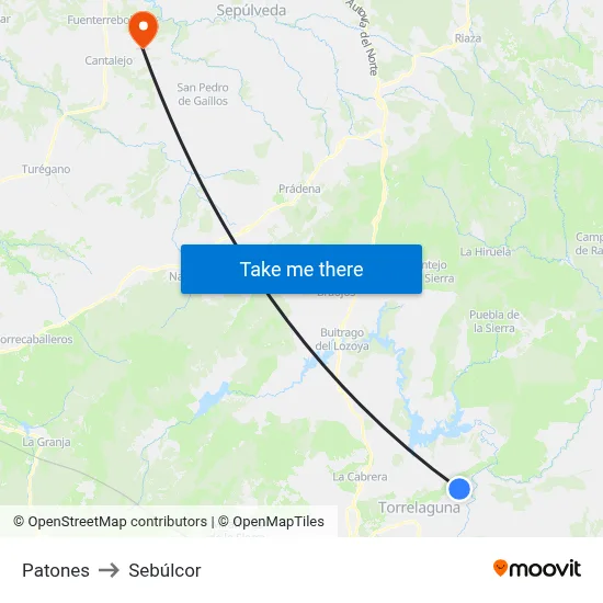 Patones to Sebúlcor map