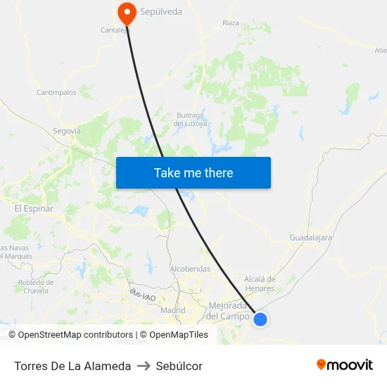 Torres De La Alameda to Sebúlcor map