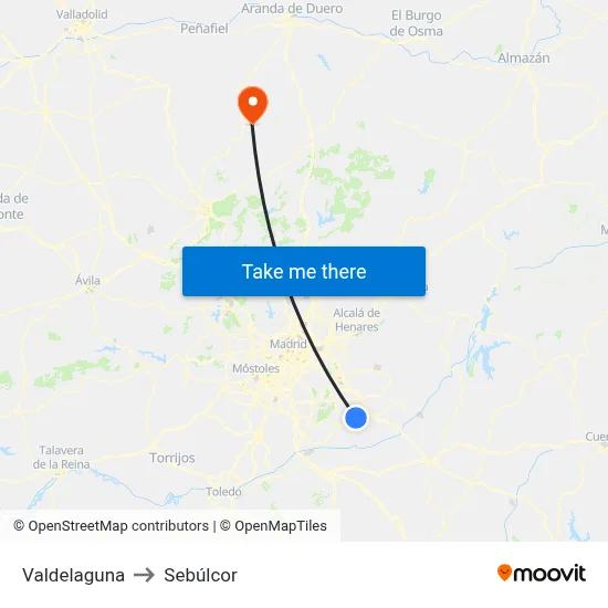 Valdelaguna to Sebúlcor map