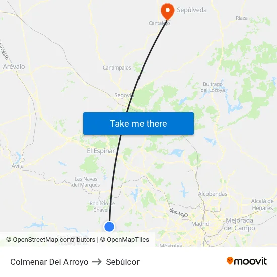 Colmenar Del Arroyo to Sebúlcor map