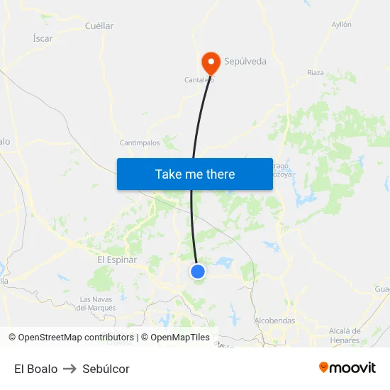 El Boalo to Sebúlcor map