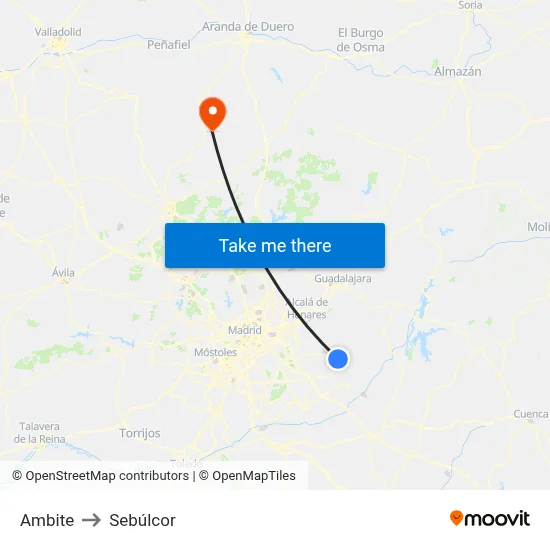 Ambite to Sebúlcor map