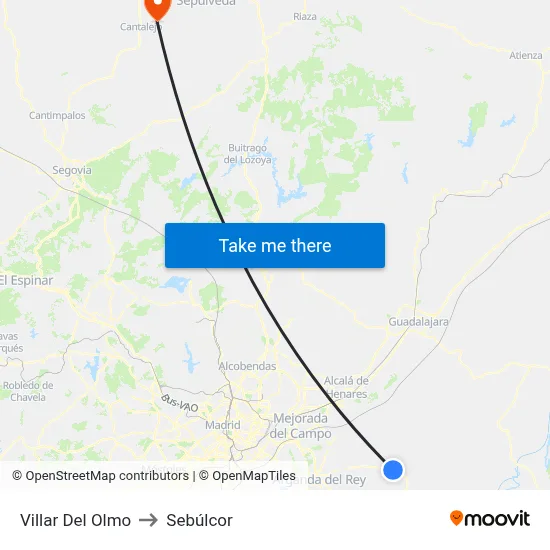Villar Del Olmo to Sebúlcor map
