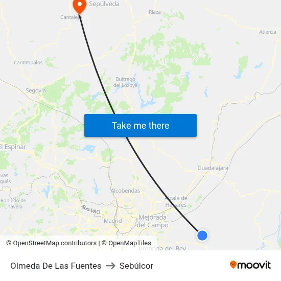 Olmeda De Las Fuentes to Sebúlcor map