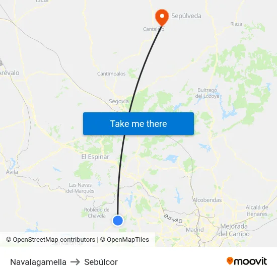 Navalagamella to Sebúlcor map