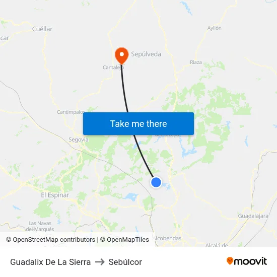 Guadalix De La Sierra to Sebúlcor map