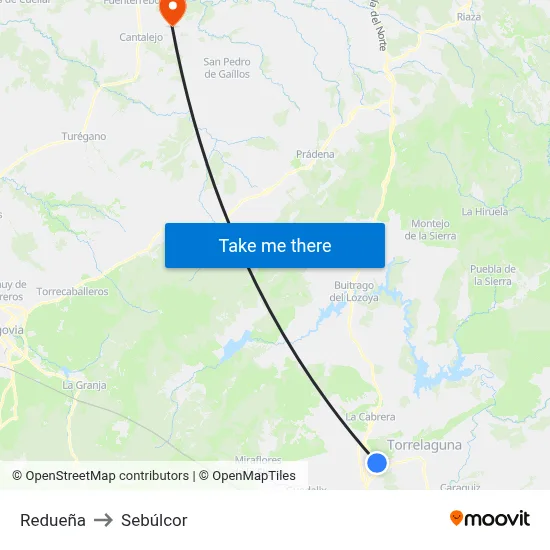 Redueña to Sebúlcor map