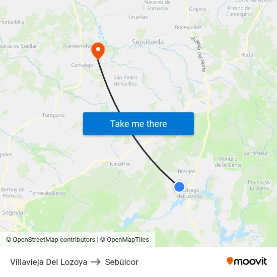 Villavieja Del Lozoya to Sebúlcor map