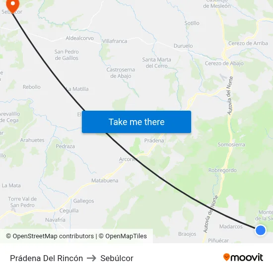 Prádena Del Rincón to Sebúlcor map