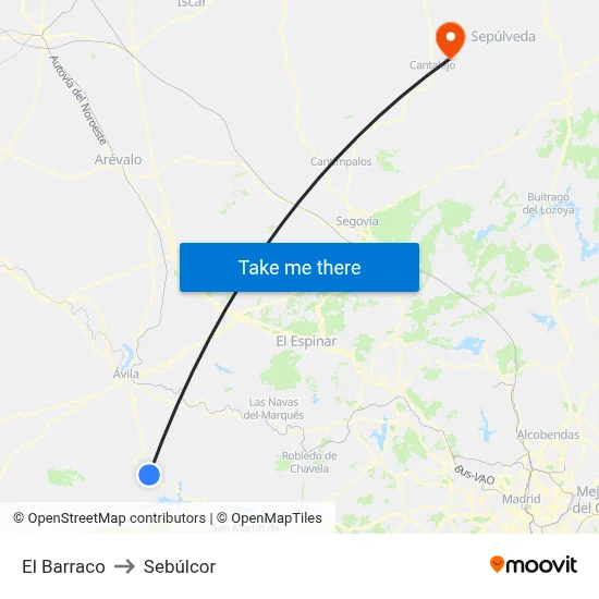 El Barraco to Sebúlcor map