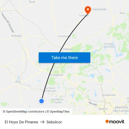 El Hoyo De Pinares to Sebúlcor map