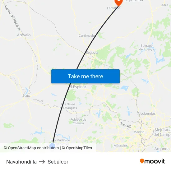 Navahondilla to Sebúlcor map