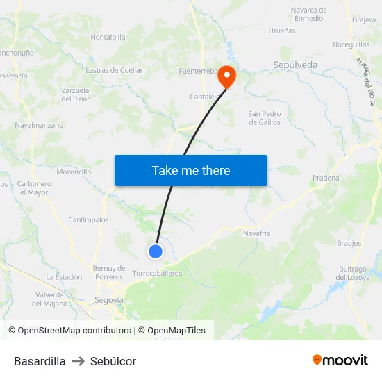 Basardilla to Sebúlcor map