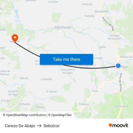 Cerezo De Abajo to Sebúlcor map