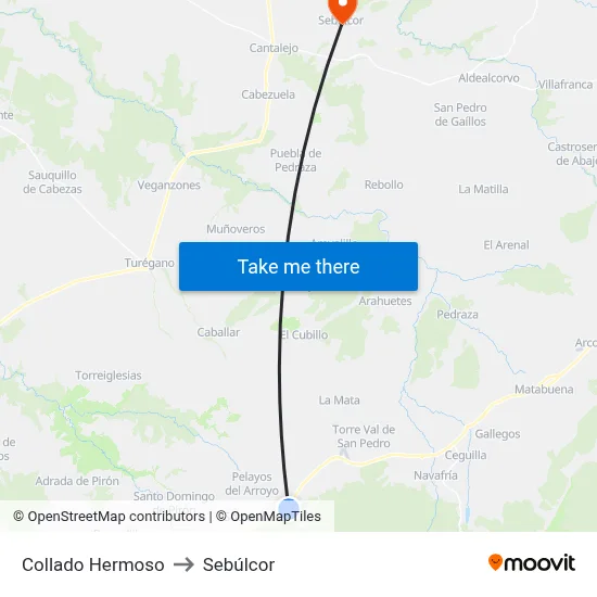 Collado Hermoso to Sebúlcor map
