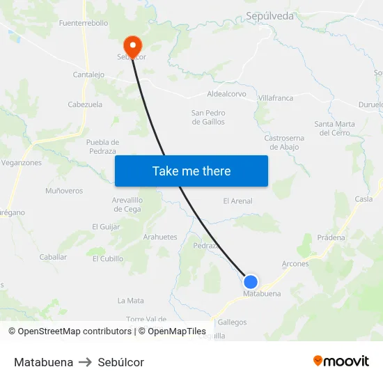 Matabuena to Sebúlcor map