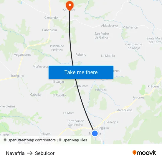 Navafría to Sebúlcor map