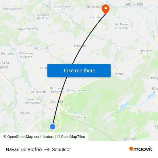 Navas De Riofrío to Sebúlcor map