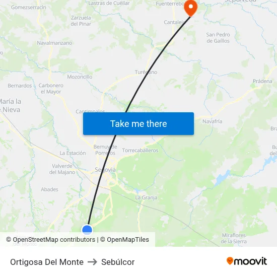 Ortigosa Del Monte to Sebúlcor map